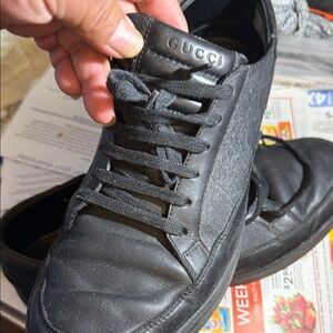 Gucci Men's Dark Leather Sneakers